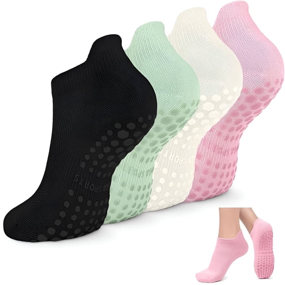 TELOLY Non Slip Pilates Socks with Grips for Women, Yoga Socks For Pure Barre, Hospital, Barefoot Workout, Athletic Socks