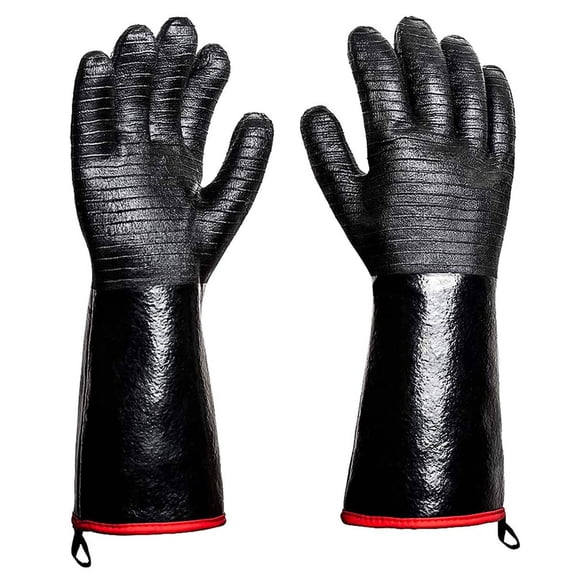 TELOLY Oven Mitts Ideal for Travel Cooking Gloves Non-Slip Grip Cooking Gloves Heat Resistant Warmth Without Bulk Black