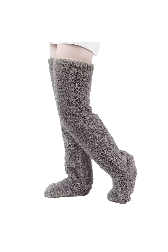 Over Knee Fuzzy Socks Soft Warm Thigh High Plush Slipper Stockings Extra Long Leg Warmers Cozy Home Sleeping Socks