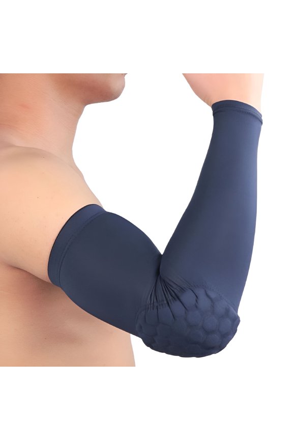 Padded Arm Sleeve, Compression Arm Sleeve w/ Elbow Pad for Football, Volleyball, Baseball Protection, Youth & Adult Sizes, Sold as Single Unit (1 Sleeve)