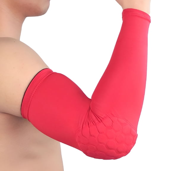TELOLY Padded Arm Sleeve, Compression Arm Sleeve w/ Elbow Pad for Football, Volleyball, Baseball Protection, Youth & Adult Sizes, Sold as Single Unit (1 Sleeve)