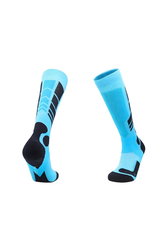 Pair Ski Socks Knee High Stretchy Moisture Wicking Non-slip Terry Warm Feet Quick Drying Winter Thermal Men Women Snowboarding Climbing Hiking Stockings for Outdoor Lake Blue,M