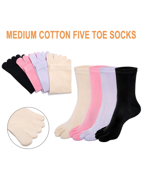Pairs Running Toe Socks, Five Finger Trainer Socks, Toe Separator Socks for Men and Women, Pink