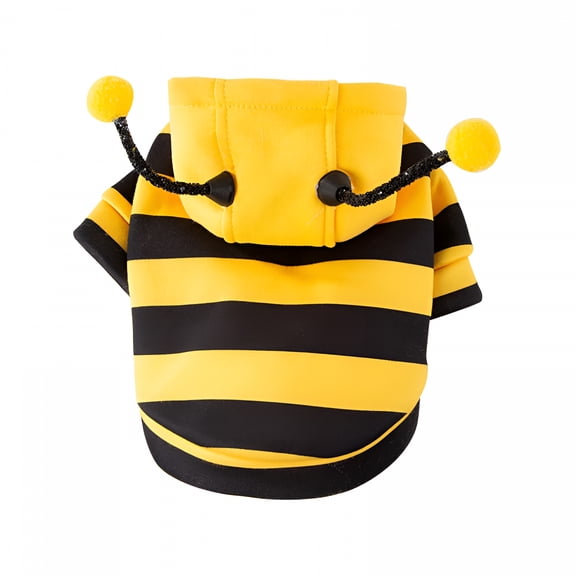 TELOLY Pet Bee Costume Hood Dog Halloween Clothes Winter Warm Pet Hoodies Cat Holiday Cosplay Outfit for Small Medium Dogs Cats (Yellow, Xl)