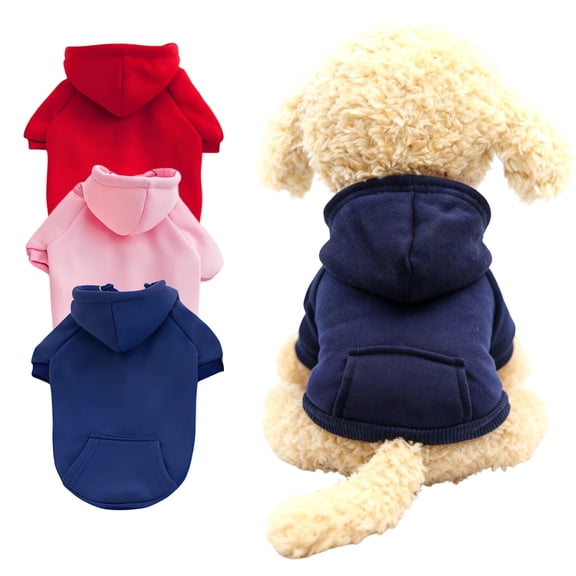 TELOLY Pet Clothes Fall Dog Hoodies Winter Dog Sweatshirt Small Dogs Clothes Dog Winter Coat,Blue,XS