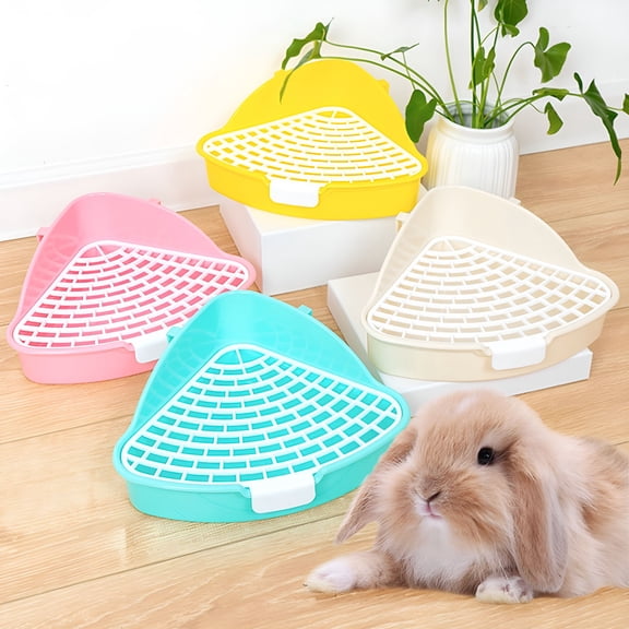 TELOLY Pet Toilet Convenient Rabbit Litter Box Easy to Clean Large Hollowed-out Triangular Area Small Animal Toilet Pet Supply