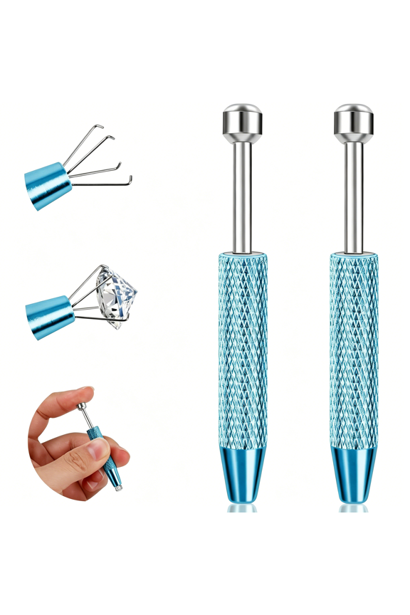 Piercing Ball Grabber Tool for Changing Jewelry, Stianless Steel Flat Back Earring Applicator Internally Threaded Push Pin Piercing Grabber Tool, Anti Slip 4 Claw Gem Ball Grabber Tool