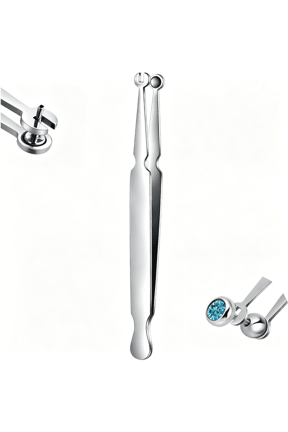 Piercing Taper Ball Grabber Tool for Changing Jewelry - 14G 16G 18G 20G Stainless Steel Flat Back Earrings Applicator Tool Threadless Insertion Pin Thread Body Piercing Kit for Ear Nose Lip