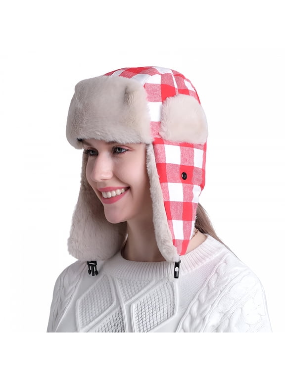 Plaid Aviator Trapper Hat Trooper Ear Flaps Ushanka Eskimo Bomber Russian Cold