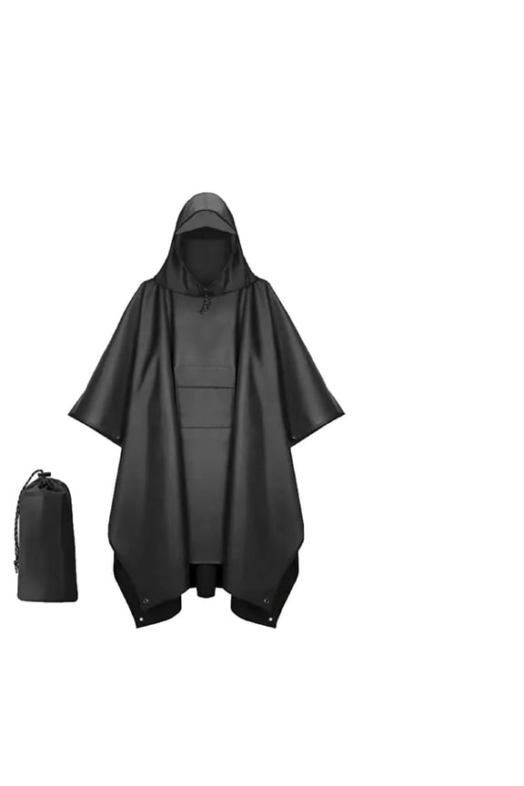 Plus Size Adult Rain Poncho with Hood,adult ponchos with hood,Tactical Ponchos Adult,Black