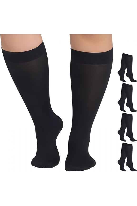 Plus Size Knee High Socks for Women Nylon Trouser Socks Women 40 Denier Semi Opaque Knee High Stockings