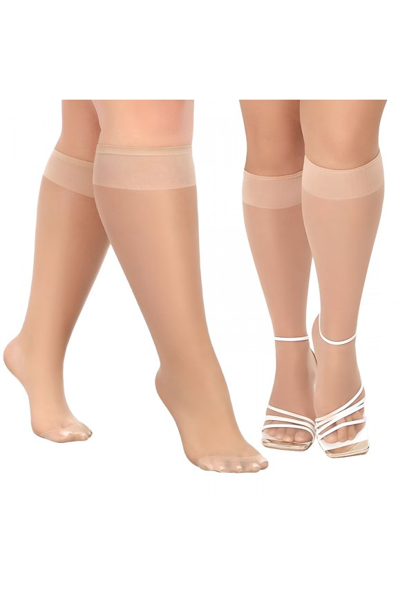 Plus Size Knee High Stockings, 9 Pairs Ribbed Cuff