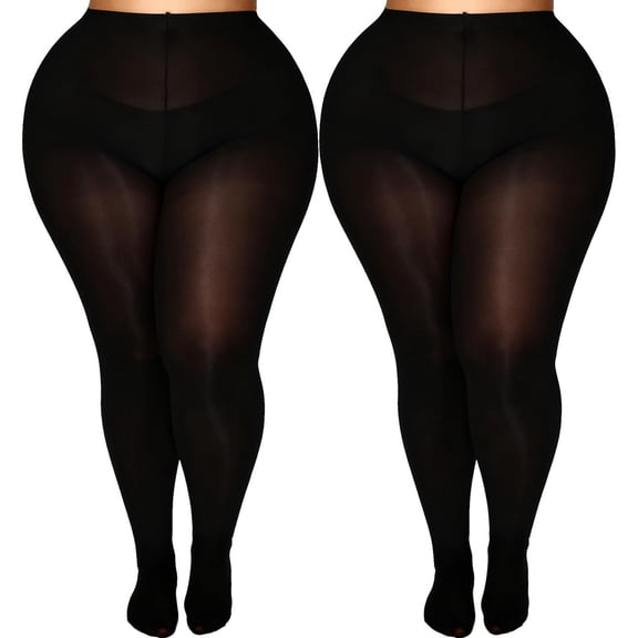 TELOLY Plus Size Tights for Women Up to 6X,Semi Opaque Control Top Nylon Pantyhose,High Waist Solid Stockings High Waist Solid Stockings Plus Size Tights