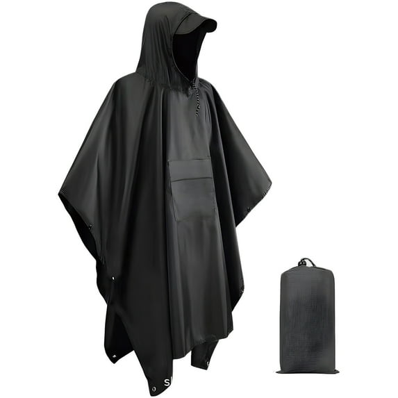 TELOLY Poncho,Multi-Functional Flat Ponchos Adult,Waterproof Women's Rain Jacket with Adjustable Hood,Windproof Men's Rain Jacket for Outdoor Activities