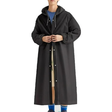 TELOLY Poncho,New EVA Fabric Ponchos Adult,Adjustable Drawstring Hood Womens Rain Jacket with Hood,Elastic Cuffs Design Mens Rain Jacket