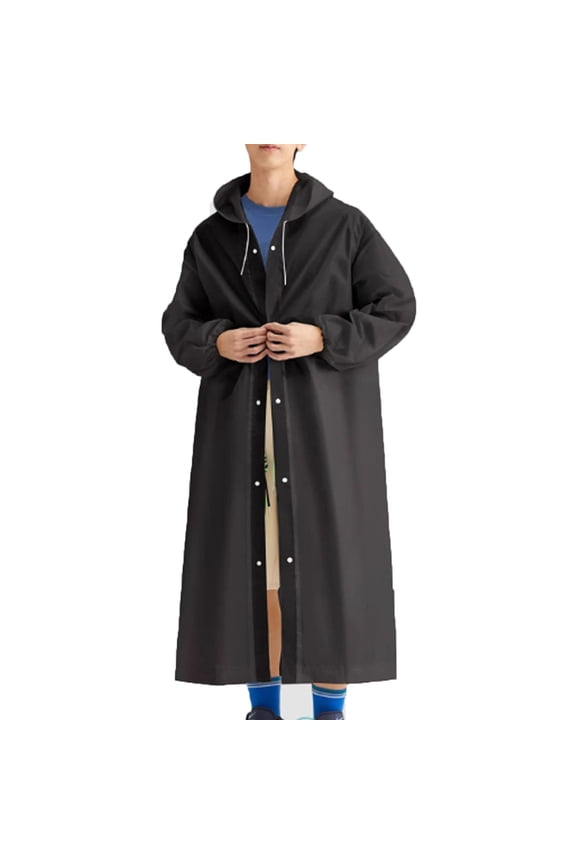 Poncho,New EVA Fabric Ponchos Adult,Adjustable Drawstring Hood Womens Rain Jacket with Hood,Elastic Cuffs Design Mens Rain Jacket