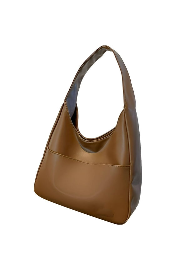 Portland Leather Handbags,Autumn and Winter Exclusive Slouchy Bags for Women,Solid Color Design Leather Handbags for Women,Brown