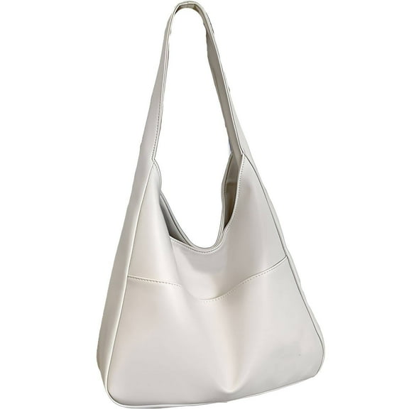 TELOLY Portland Leather Handbags,Large Capacity Slouchy Bags for Women,Holds Daily Essentials Leather Handbags for Women,White