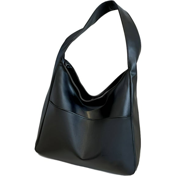 TELOLY Portland Leather Handbags,Retro Style Slouchy Bags for Women,Fashionable and Classic Leather Handbags for Women,Black