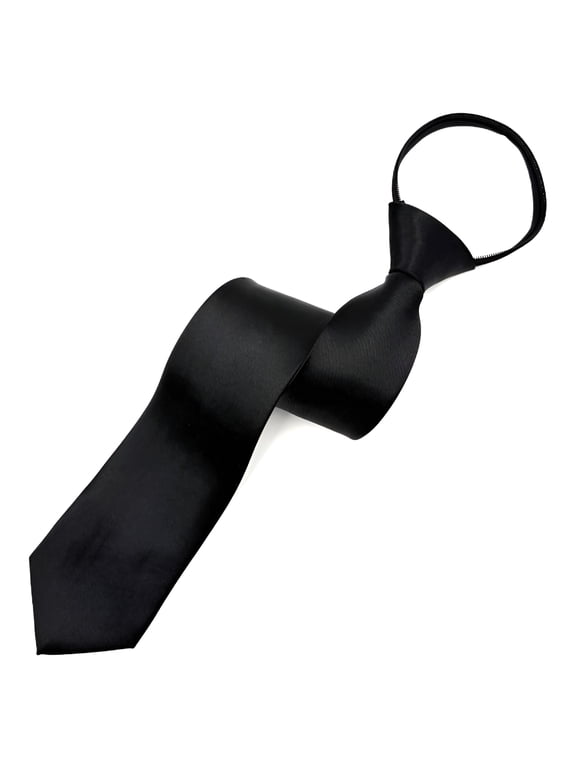 Pre-Tied Necktie for Men - Solid Color Neck Tie with Adjustable Zipper - Wedding Business Formal Clip on Ties White Ties for Men