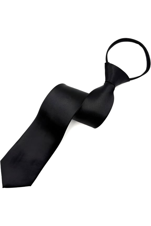 Pre-Tied Necktie for Men - Solid Color Neck Tie with Adjustable Zipper - Wedding Business Formal Clip on Ties