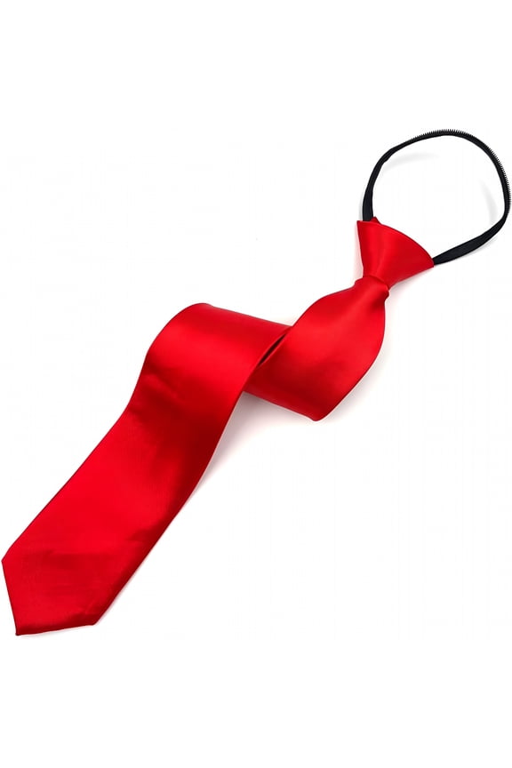 Pre-Tied Necktie for Men - Solid Color Neck Tie with Adjustable Zipper - Wedding Business Formal Clip on Ties