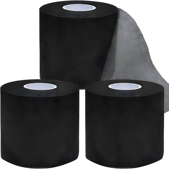 TELOLY Pre Wrap Tape Athletic, 3 Rolls Black Prewrap bands for Hair, Foam Underwrap Sports Wrap