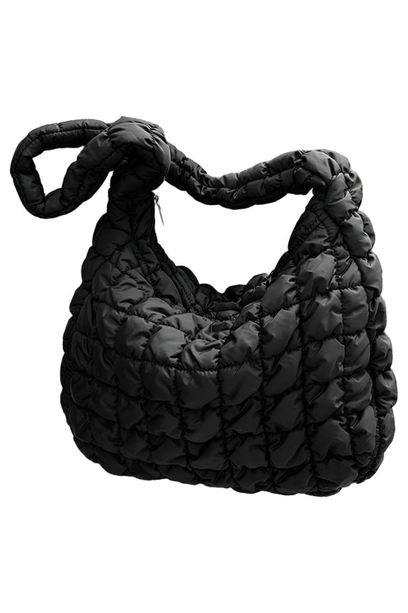Puffer Bag,Lightweight Design Puffy Tote Bag,Long-Lasting Beauty Puffer Purse,Black