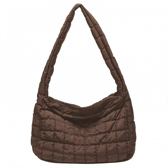 TELOLY Puffer Tote Bag,Casual and Commuter Puffer Bag,Perfect Work Or Weekend Puffy Tote Bag,Coffee