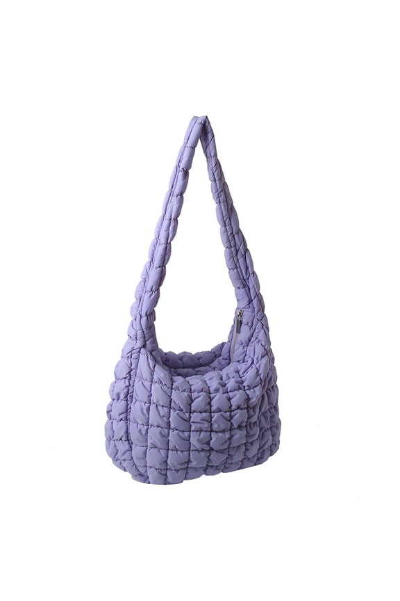 Puffer Tote Bag,Comfortable Handle Design Quilted Tote Bag for Women,Secure Convenient Grip Puffer Tote Bag for Women,Purple,35*28*6cm