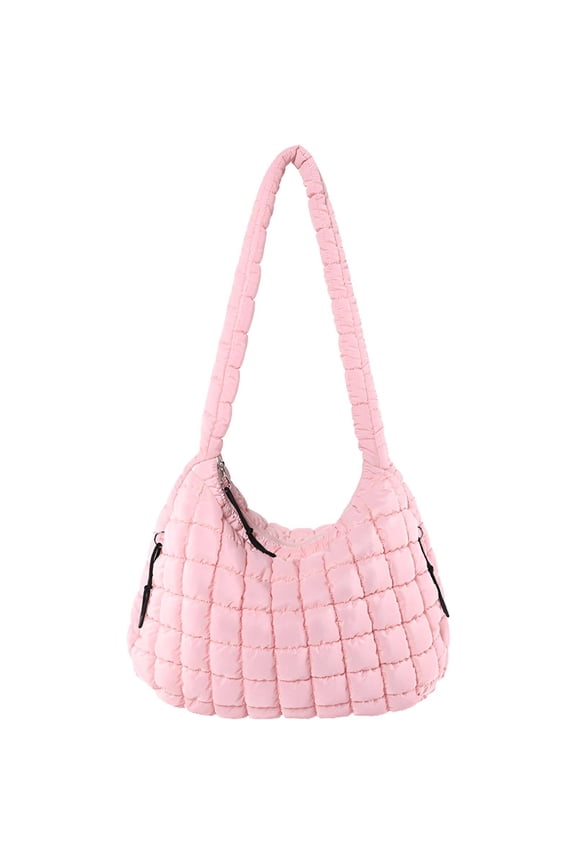 Puffer Tote Bag,Large Capacity Design Puffer Bag,Easy Storage Solution Quilted Tote Bag for Women,Pink