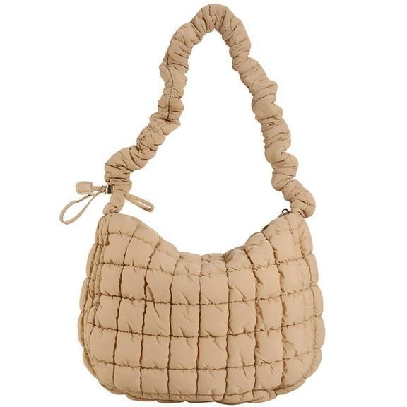 TELOLY Puffer Tote Bag,Large Capacity Quilted Tote Bag for Women,Shopping and Commuting Needs Quilted Crossbody Bags for Women,Brown