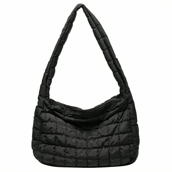 TELOLY Puffer Tote Bag,Spacious Storage Puffy Tote Bag,Ample Room Essentials Puffer Tote Bag for Women,Black