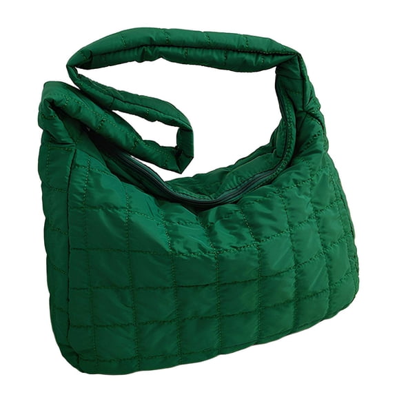 TELOLY Puffer Tote Bag,Versatile Carrying Options Quilted Tote Bag for Women,Convenient Shoulder Or Handheld Puffy Bag,Green