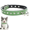 thumbnail image 1 of TELOLY Puppy Collar,Cowhide Lychee-Grained Imitation Leather Girl Dog Collars for Small and Medium Dogs and Cats,Shiny Rhinestone Bell Dog Collars for Small Dogs,Green,Xs, 1 of 7