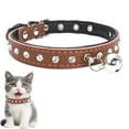thumbnail image 1 of TELOLY Puppy Collar,Cowhide Lychee-Grained Imitation Leather Small Dog Collar for Small and Medium Dogs and Cats,Shiny Rhinestone Bell Cat Collars for Boy Cats,Brown,Xs, 1 of 7
