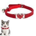 thumbnail image 1 of TELOLY Puppy Collar,PU Flocking Cat Collars for Small Dogs and Pets,Adjustable Heart Rhinestone Bell Puppy Collars,Red, 1 of 7