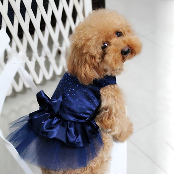 TELOLY Puppy Princess Sequined Bow Dog Tutu Dress Dog Pleated Shirt for Birthday Party