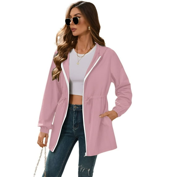 TELOLY Rain Coats for Women,Water-Resistant Fabric Rain Jacket Women,Advanced Waterproof Technology Raincoat for Women,Pink4