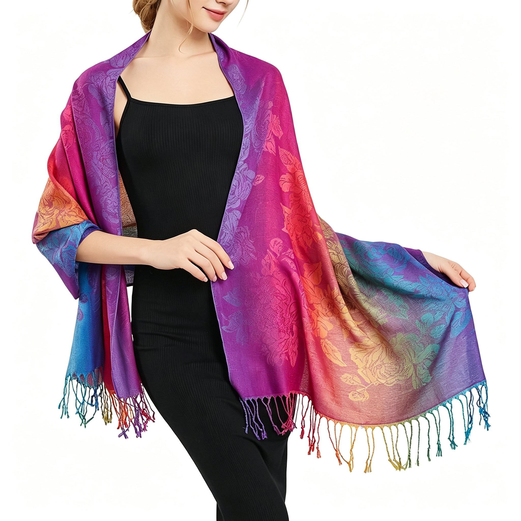 Pasmia Rave TELOLY Rave Pashmina Scarf,Fashion Colorful Shawls and Wraps Soft ...