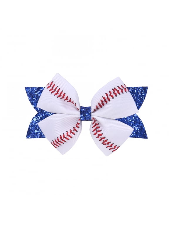 Real Baseball Hair Bow Clips Baseball Bow Hair Pins Bow Hair Barrettes Clip Hair For Girls Women Toddlers Holiday Birthday Gifts
