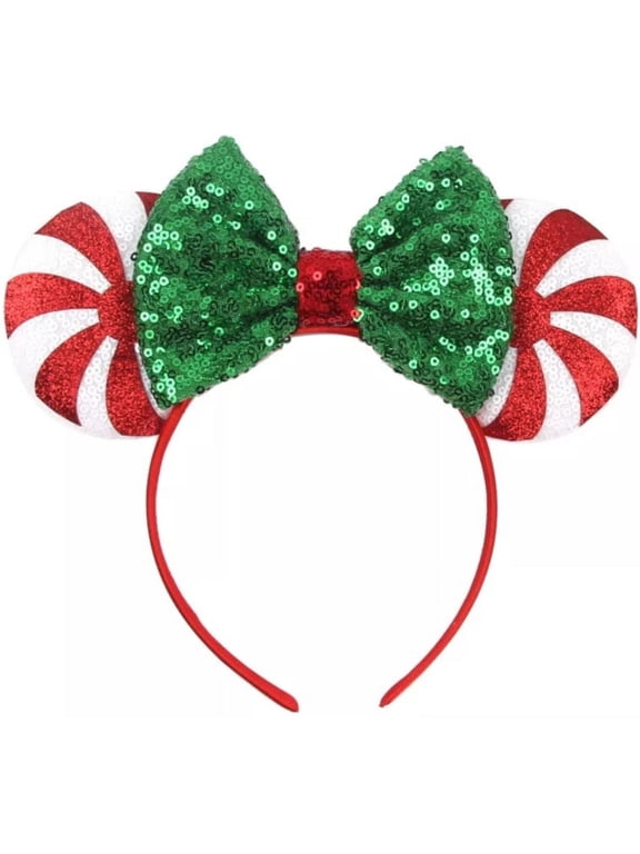 Red Peppermint Candy Minnie Ears, Christmas Mickey Ears, Red Minnie Ears, Christmas Minnie Ears, Green Peppermint Candy Mickey Ear