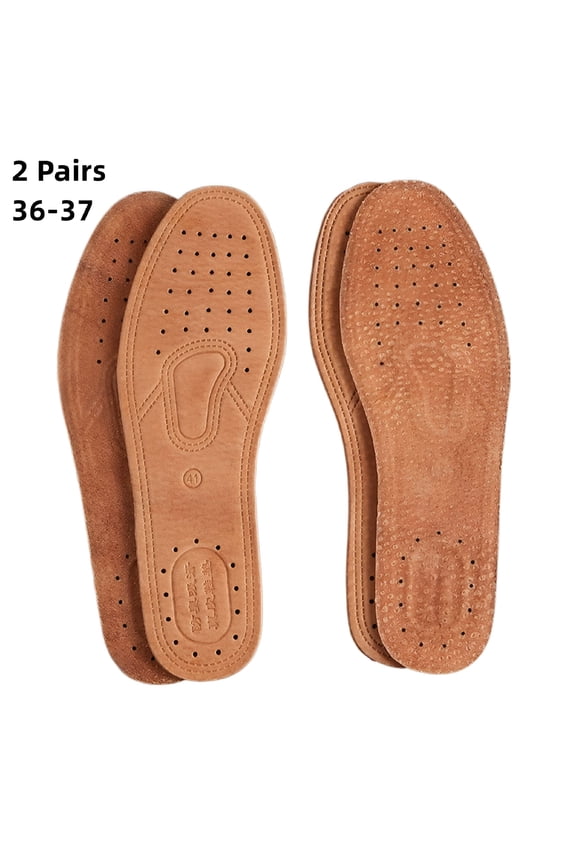 2026 New Replacement Deodorant Ultra Thin Cowhide Absorb Sweat Leather Insole Pads Inner Soles for Sneakers,Loafers,Work Shoes,36-37
