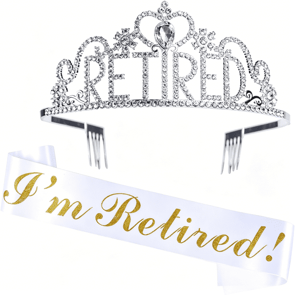 TELOLY Retirement Gifts for Woman, I'm Retired Sash & Tiara Kit, Happy Retirement Party Decorations for Women, Retirement Crown Teacher Office Retirement Party Supplies