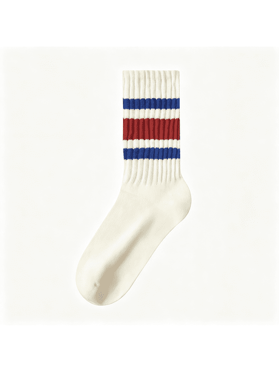 Retro Striped Novelty Socks for Women Vintage Casual Crew Socks Sporty Calf Socks Cotton Socks Women Tube Socks