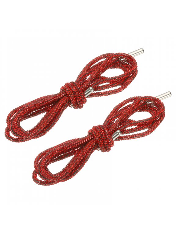 Rhinestone Shoe Laces,2 Pcs Crystal Bling Glittered Shoe Laces Shoelaces Rope Hoodie String Replacement Drawstring Cords for Sneakers Sweatpants Bags Accessories,Red