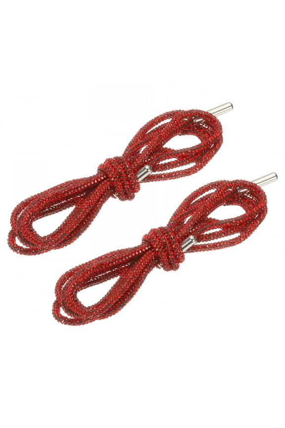 Rhinestone Shoe Laces,2 Pcs Crystal Bling Glittered Shoe Laces Shoelaces Rope Hoodie String Replacement Drawstring Cords for Sneakers Sweatpants Bags Accessories,Red