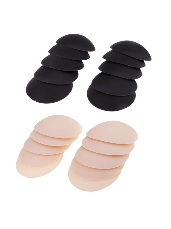 Round Sponge Bra Insert Pads, Black/Nude, 10 Pairs
