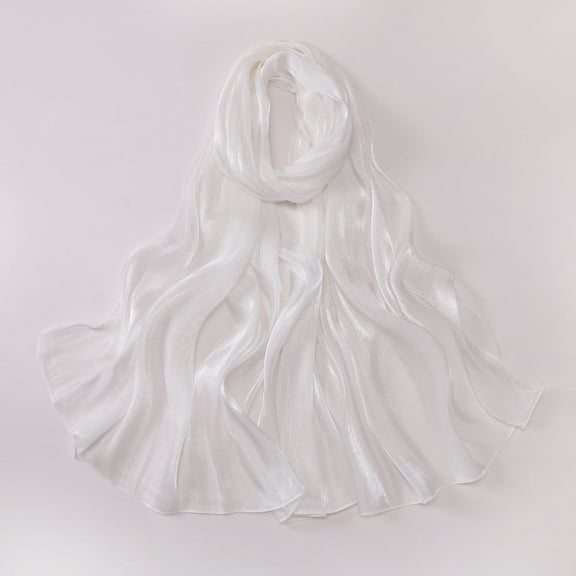 TELOLY Scarf for Women Beach Wh Shawl Women Girls Lady Scarf Soft Thin Chiffon Long Wrap Scarves Scarf Winter Fall Bandana white scarf for women