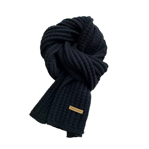 TELOLY Scarf for Women,Korean Fashion Scarf for Men,Extended Design Mens Scarf,Black